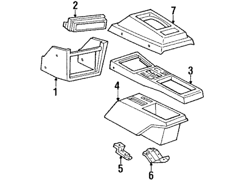 1988 Toyota Tercel Center Console Console Assembly Diagram for 58811-16050-06