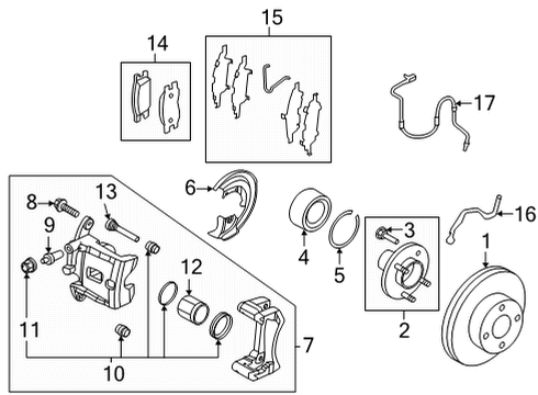 2020 Nissan Versa Anti-Lock Brakes Bolt Pin Diagram for 44141-AW70A