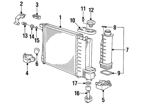 1995 BMW 318ti Radiator & Components Reservoir Expansion Tank Diagram for 17111712835