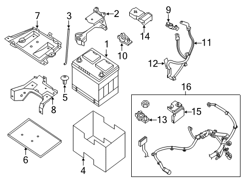 2014 Infiniti QX60 Battery Rod-Battery Fix Diagram for 24425-8991A