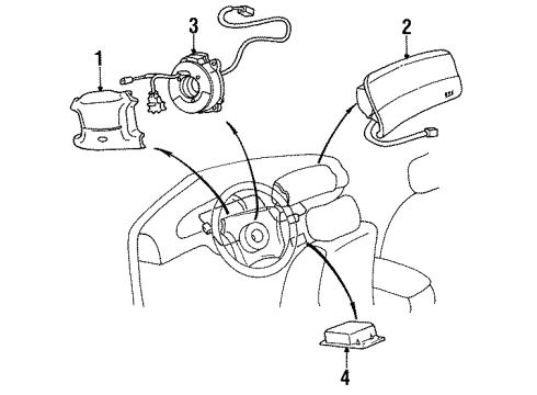 1995 Hyundai Sonata Air Bag Components Clock Spring Contact Assembly Diagram for 93490-34000