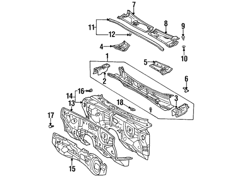 1998 Lexus LS400 Cowl Insulator Assy, Dash Panel Diagram for 55210-50050