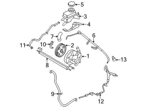 2005 Mercury Montego P/S Pump & Hoses, Steering Gear & Linkage Reservoir Bracket Diagram for 6F9Z-3490-A
