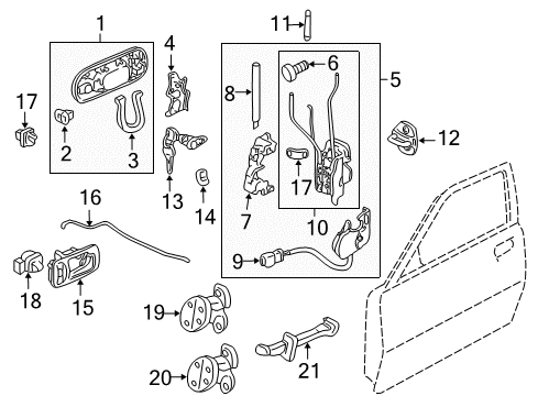 1999 Honda CR-V Front Door Regulator, Left Front Door Power Diagram for 72251-S10-J01