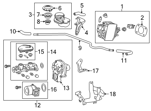 2017 Honda Accord Hydraulic System Set, Master Power Diagram for 01469-T2G-A00
