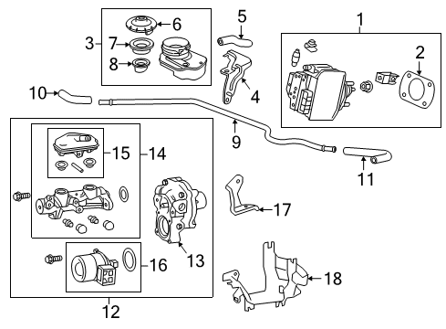 2017 Honda Accord Hydraulic System Set, Master Power Diagram for 01469-T2F-A00