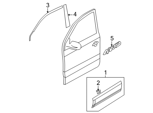 2009 Kia Sportage Exterior Trim - Front Door GARNISH-Front Door Side R Diagram for 877221F000