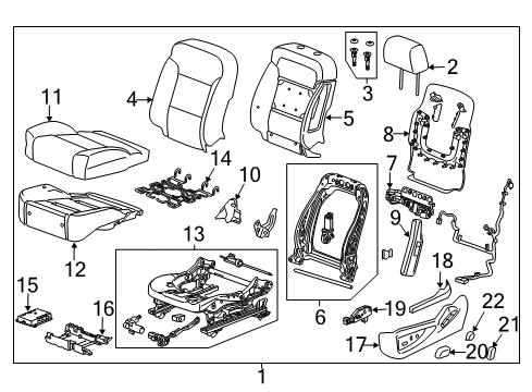 2016 Chevrolet Tahoe Driver Seat Components Seat Back Cover Diagram for 84017566