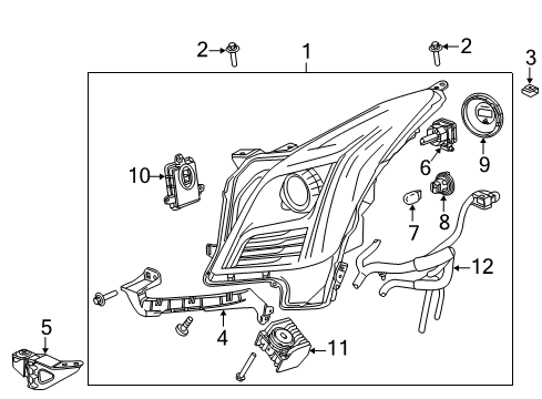 2016 Cadillac XTS Headlamps Headlamp Assembly Bracket Diagram for 22937943
