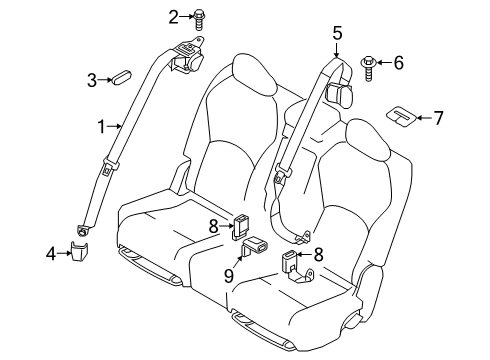 2020 Infiniti QX50 Rear Seat Belts Finisher-Seat Belt, RH Diagram for 87834-4BA0A