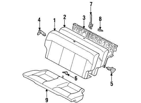 1996 Toyota Paseo Rear Seat Components Seat Back Cover Diagram for 71077-1G830-B0