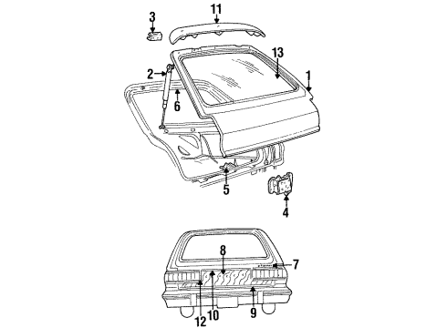 1989 Dodge Diplomat Lift Gate & Hardware, Exterior Trim Weatherstrip Diagram for 4278176