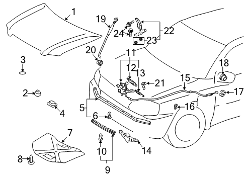 2002 Toyota Highlander Hood & Components Front Seal Diagram for 53381-48020