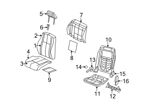 2014 Jeep Compass Front Seat Components Pad-Seat Back Diagram for 68140084AA