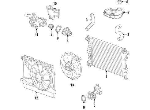 2013 Buick Encore Cooling System, Radiator, Water Pump, Cooling Fan Fan Module Diagram for 95026336