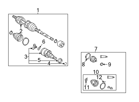 2003 Pontiac Vibe Drive Axles - Front Housing, Front Wheel Drive Shaft Tri-Pot Joint Diagram for 88972683