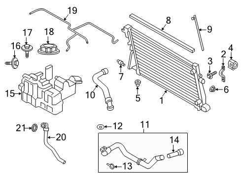 2019 Ford F-350 Super Duty Radiator & Components Overflow Hose Diagram for HC3Z-8C633-A