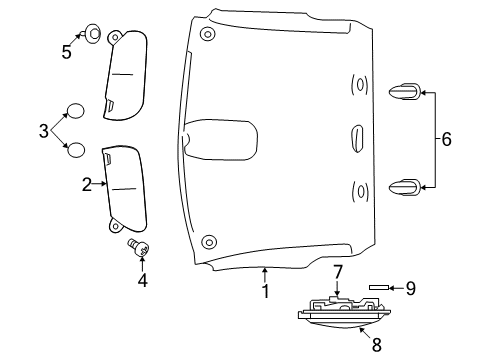 2017 Ram 1500 Interior Trim - Cab Support-Visor Diagram for 1HS09BD1AA