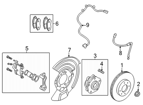 2021 Nissan Rogue Front Brakes Baffle Plate Diagram for 41161-6RA0A