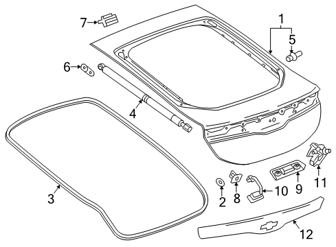 2018 Chevrolet Volt Gate & Hardware Lift Gate Diagram for 84045985