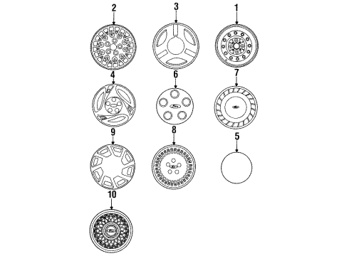 1990 Ford Probe Wheels, Covers & Trim Center Cap Diagram for FO2Z1130A