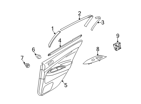2008 Infiniti G35 Rear Door FINISHER Assembly Rear Door LH Diagram for 82901-JK62B