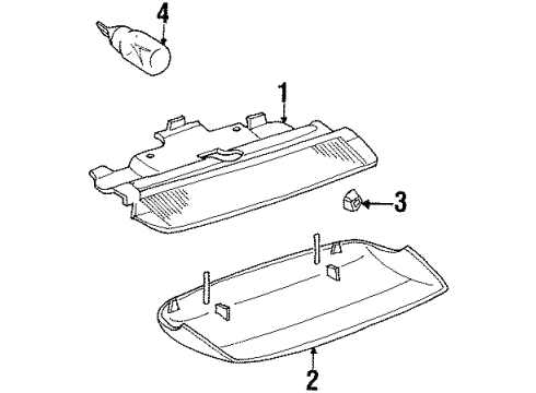 1997 Saturn SC1 High Mount Lamps Cover Asm, High Mount Stop Lamp Diagram for 21111323