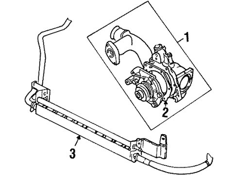 1998 Ford Taurus Power Steering Oil Cooler, Water Pump Power Steering Cooler Diagram for F6DZ3D746B