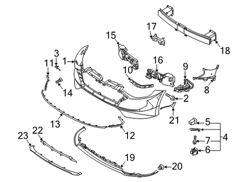 2021 Hyundai Sonata Bumper & Components - Front Beam Complete-FR Bumper Diagram for 64900-L5100