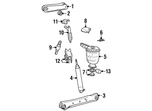 1997 Lincoln Town Car Rear Suspension Components, Lower Control Arm, Upper Control Arm, Ride Control, Stabilizer Bar Height Sensor Diagram for F5VY-5359-A