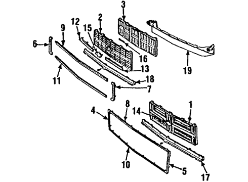 1984 GMC C2500 Grille & Components Letter "M"-Radiator Grille Diagram for 14043922