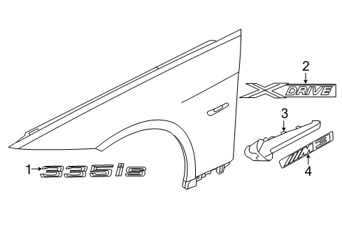 2013 BMW M3 Exterior Trim - Fender Ornam. Grille, Side Wall W/ Emblem, Left Diagram for 51138046501