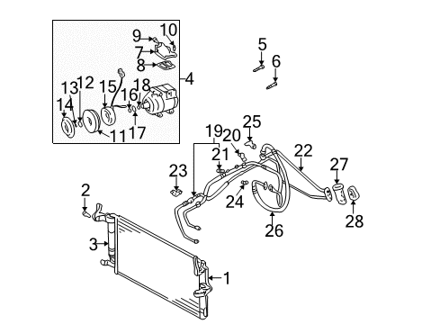 2004 Hyundai Elantra A/C Condenser, Compressor & Lines Valve-Expansion Diagram for 97626-2D000