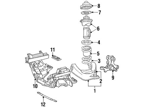 1994 Ford Mustang Front Suspension Components, Lower Control Arm, Stabilizer Bar Spring Diagram for 5R3Z-5310-K