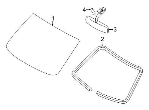 2016 Chevrolet City Express Windshield Glass Mirror Inside Insulator Diagram for 19317016