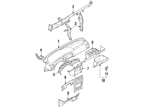 1988 Toyota Corolla Instrument Panel Cluster Cover Diagram for 55411-12830