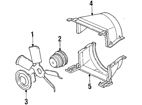 1995 GMC P3500 Cooling Fan Shroud-Radiator Fan Upper Diagram for 15995937