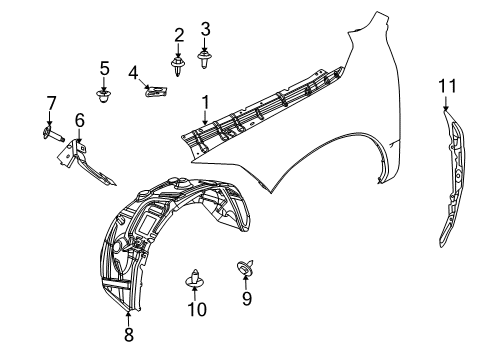 2010 Dodge Ram 1500 Fender & Components Shield-WHEELHOUSE Diagram for 68110687AD