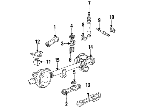 1995 Ford Mustang Rear Suspension Components, Axle Housing, Lower Control Arm, Stabilizer Bar Stabilizer Bar Diagram for F4ZZ-5A772-C