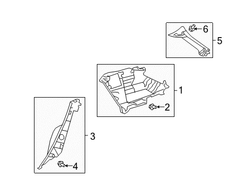 2009 Toyota Matrix Interior Trim - Quarter Panels Pillar Trim Diagram for 62639-02010-B1