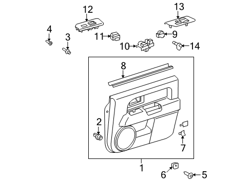 2011 Toyota FJ Cruiser Switches Door Trim Panel Clip Diagram for 90467-07178-C0