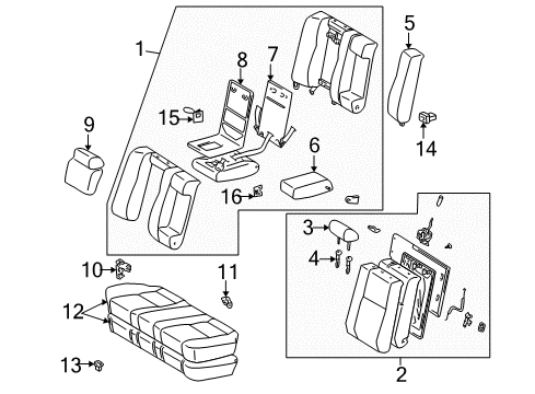 1999 Toyota Camry Rear Seat Components Back Panel Diagram for 71060-AA040-B1