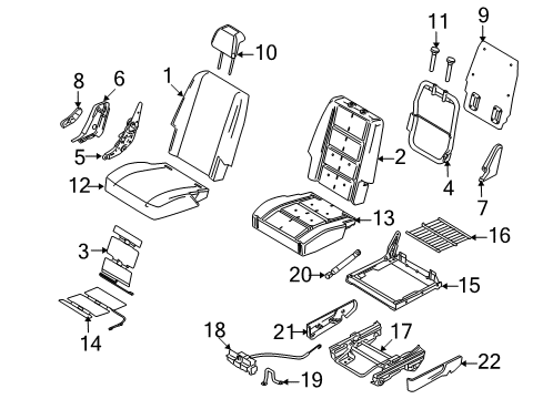 2008 Ford Taurus X Rear Seat Components Seat Cushion Pad Diagram for 5F9Z-7463841-AA
