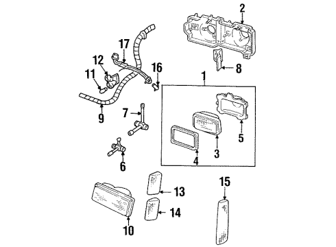 1989 Chevrolet K3500 Headlamps Headlight Capsule (Inboard) Diagram for 16506955