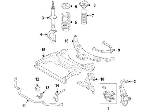 2019 Infiniti Q60 Front Suspension Components, Lower Control Arm, Upper Control Arm, Stabilizer Bar ROD ASSY-CONNECTING, STABILIZER Diagram for 54668-JK54A