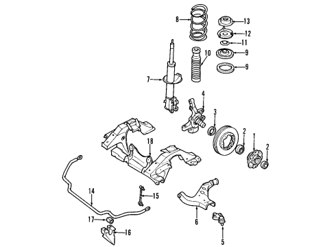 1987 Nissan Van Front Suspension Components, Lower Control Arm, Upper Control Arm, Stabilizer Bar Bush Mounting Tension Rod Diagram for 54476-11C00