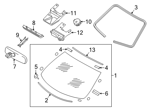 2016 Infiniti Q50 Windshield Glass, Reveal Moldings Inside Mirror Cover Upper Diagram for 96326-4GA0A