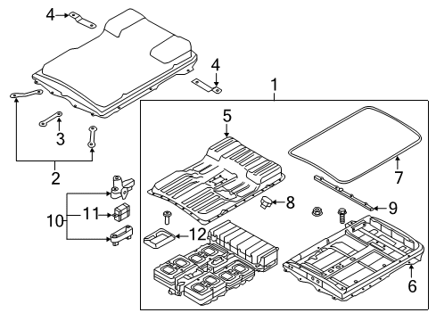 2012 Nissan Leaf Electrical Components Case Assembly Battery Diagram for 74480-3NA0B