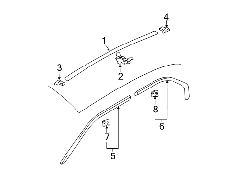 2004 Hyundai Sonata Exterior Trim - Roof RETAINER-Rear Surround Diagram for 828723D000