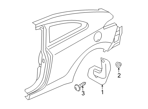 2013 Hyundai Elantra Coupe Exterior Trim - Quarter Panel Rear Wheel Mud Guard Assembly, Right Diagram for 86842-3X500